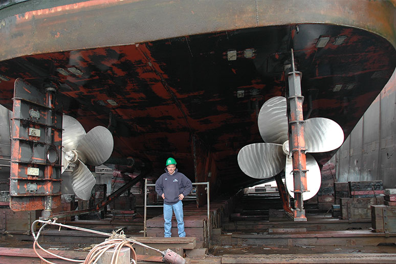 inspecting propellers